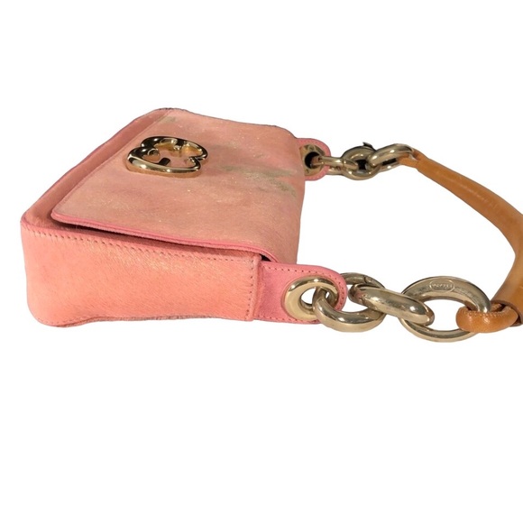 ESCADA pink with metallic gold accents pony handbag - Picture 8 of 12